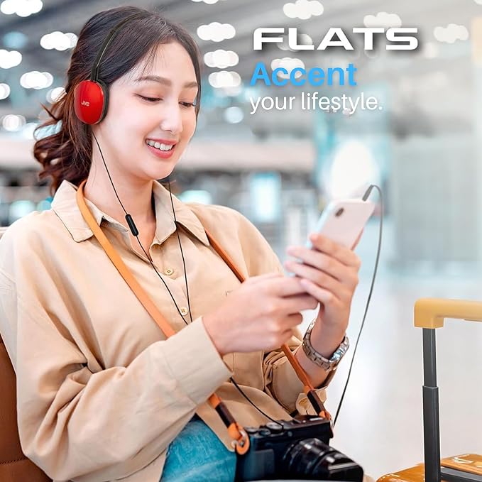 JVC Flats On-Ear Wired Headphones - Flat Foldable Design - 30mm Driver for Powerful Sound - Soft Ear-Pads for Comfort – Steel Headband - Lightweight & Portable - PC/Laptop/Gaming - 3.5mm Slim Plug