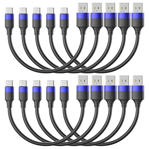 1ft Short USB C Cable for iPhone 15, 10 Pack Bulk USB A to USB C Charger Cord 12 inch, Multipack Type C Cable for Charging Station Compatible with Samsung Galaxy S24 S23 S20 S10 S9 Note 20 10 9
