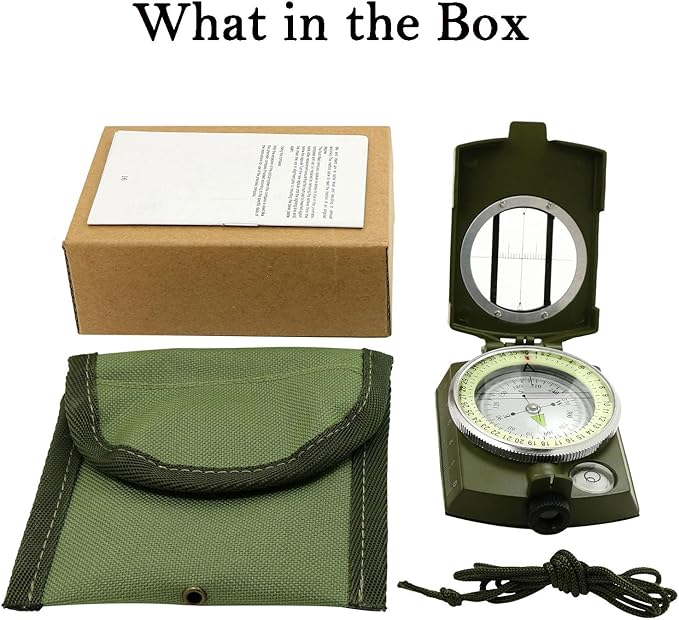 Compass, Hiking Compass for Survival with Lensatic – Water-Resistant Durable and Pocket-Sized