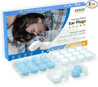 EXGOX 14 Pairs Silicone Ear Plugs for Sleeping Noise Cancelling Reusable Moldable Wax Earplugs for Swimming, Work, Airplane, SNR27dB(Blue, White)