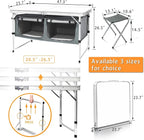 CampLand Outdoor Folding Table Aluminum Lightweight Height Adjustable with Storage Organizer for BBQ, Party, Camping