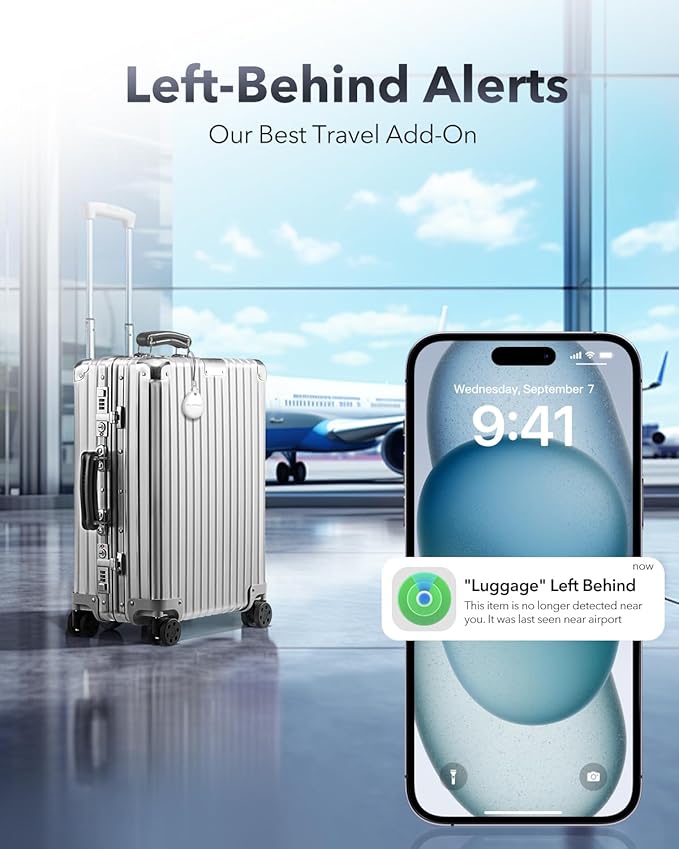 Air Tracker Tags-4 Pack for Apple Find My (iOS Only), Official MFi Certified, Mini Bluetooth Key Finder Locator with Sound, Smart Luggage Tracker for iPhone, Suitcases, Backpack, Wallet, Bike