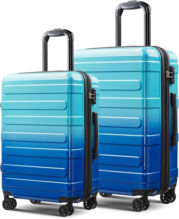 Tolino Luggage 2 Piece（20in/24inch Expandable Luggage Hardshell PC+ABS Leopard Suitcase with Spinner Wheels TSA Lock, Lightweight Rolling Suitcase for Women