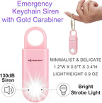 130dB Keychain Siren Ultra Bright Strobe Light. Loud Sound Personal Safety Alarm. SOS Emergency Alerts for Women, Girls, School Children, Night Runners, Hiking. Bear Alarm Deterrent. Pink
