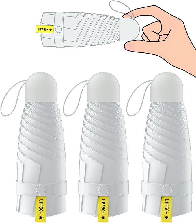 LMUGOOS 3 Pack Travel Mini Umbrella Small Compact, Portable Umbrella with UV Protection UPF 50+, Rainproof & Sunproof Folding Umbrella, Backpack & Pocket-Friendly
