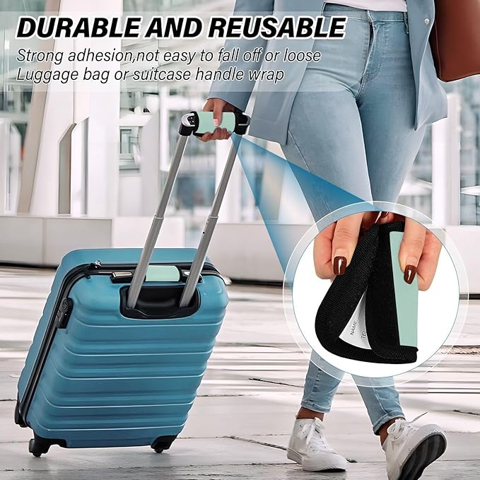 DOMIKING Light Green Luggage Handle Wrap Soft Luggage Identifiers for Suitcase Grip Tags for Travel Bag Luggage Suitcase Handle Covers Travel Accessories, 2 Pack