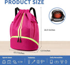 JELUTAR Drawstring Backpack Gym Bag with Shoes Compartment for Soccer, Basketball, Swim, Water-Resistant String Backpack Beach Cinch for Women Men, Rose