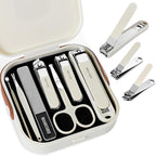 Nail Clipper Set for Men and Women, 7 Pcs Toenail Clippers, Stainless Steel Fingernail Clipper, and Travel Case Manicure Set, Gift Ideas (Beige)