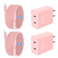 iPhone 17 16 15 Charger Fast Charging, 45W Dual USB C Android Phone Charger Block with 10FT Long Type C Cable Cord for Apple iPhone 17/Pro/Pro Max/Air/16/15 Plus/iPad/S26 Ultra/S25/S24/S23/S22(Pink)