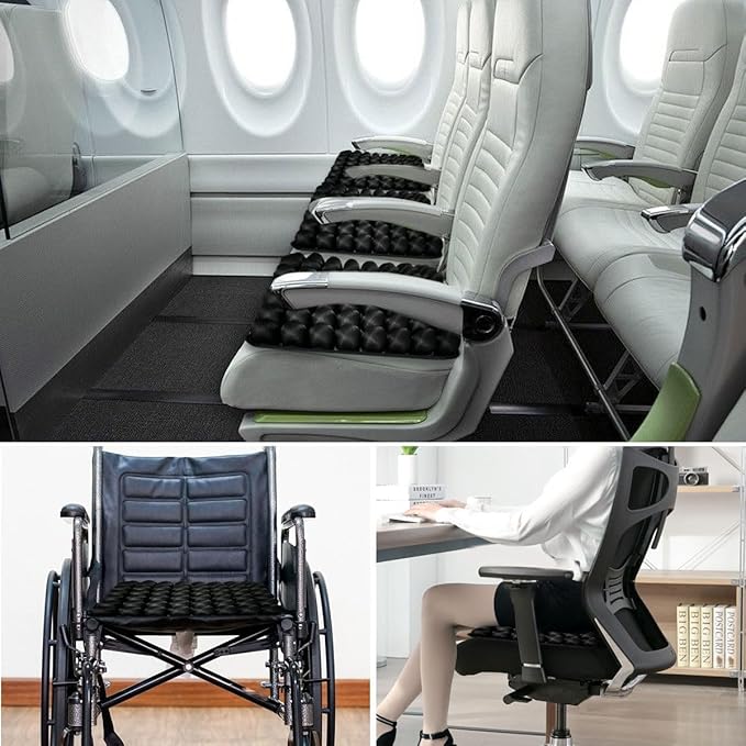Sonduur 18" x 16" Travel Cushion for Airplane Seat, Adjustable Portable Inflatable Seat Cushion for Air Travel, High Profile Travel Seat Cushions for Airplanes, Lycra Material