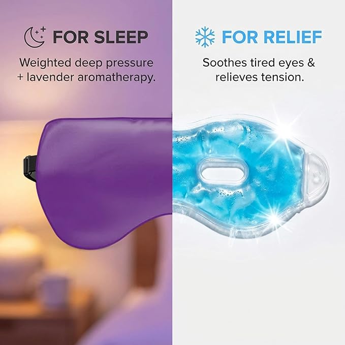ASUTRA Silk Eye Pillow for Sleep, Purple - Filled w/Lavender Buds & Flax Seeds, Weighted Eye Mask, Meditation & Light Blocking Blindfold, Cooling Gel Mask Included