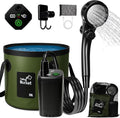 Portable Shower for Camping, 6000mAh Rechargeable Camp Shower Pump with Large Capacity Foldable Bucket, Filtered Shower Head, Outdoor Camping Shower Kit for Travel, Pet Bath, Car Washing