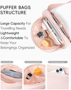 WESTBRONCO Puffer Fanny Packs for Women Quilted Nylon Waterproof Belt Bag with 2 Zipper, Puffy Crossbody Bag with Adjustable Strap, 1L Waist Bag for Travel Daily