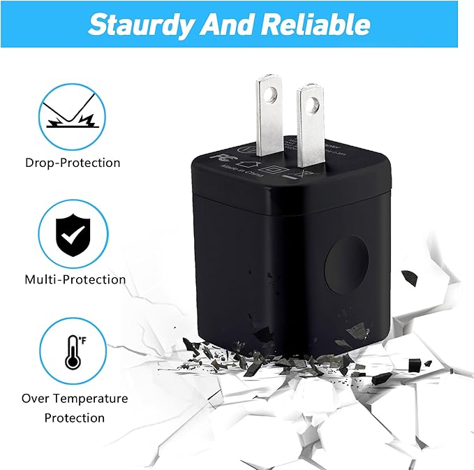 X-EDITION USB Wall Charger, 4-Pack 2.1A Dual Port USB Cube Power Adapter Wall Charger Plug Charging Block Compatible with Phone 13 12 11 XS XR X 8 7 6S 6 Plus SE, Pad, Samsung, Android Phone (Black)