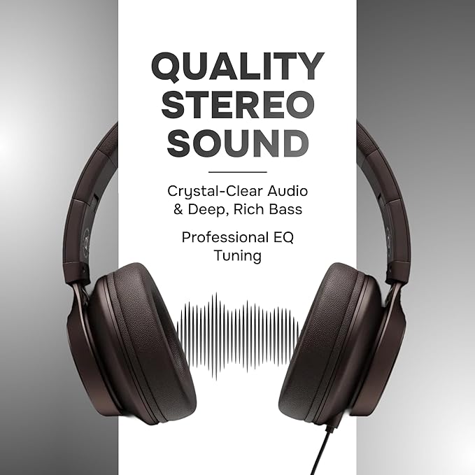 ARTIX Over Ear Headphones Wired with Microphone and Volume Control, Foldable Noise Isolating Headset with Deep Bass for School, Laptop, Computer, Chromebook, Tablet, Travel (3.5mm Jack)