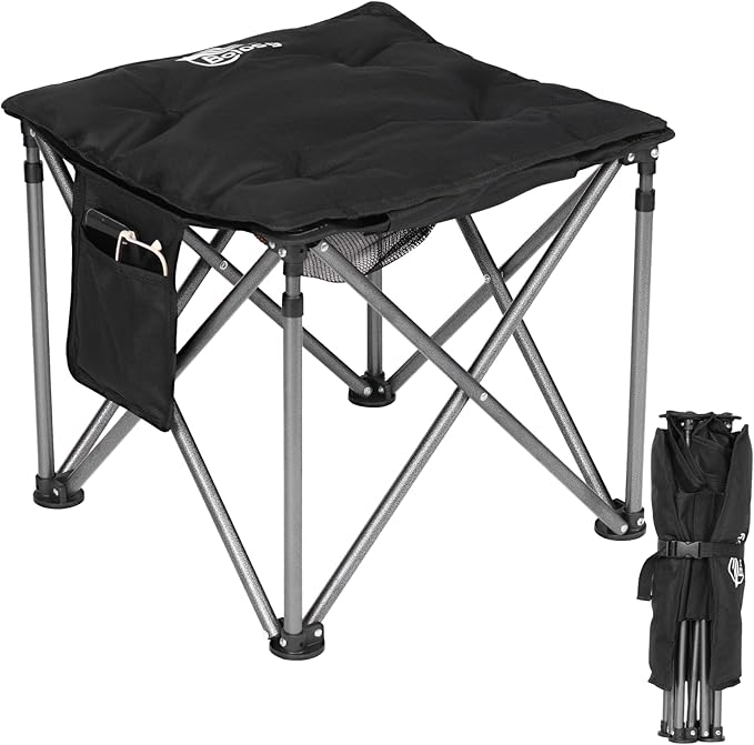 Bolosy Camping Stool with Removable Padded Folding Outdoor Stool Camping Stool Padded Oversized Ottoman Camping Chair Foot Rest Camp Stool Folding Stools
