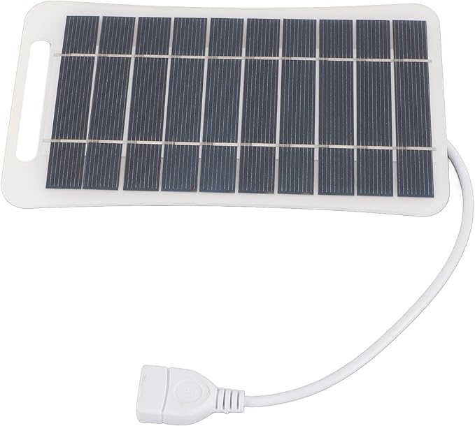 Hilitand 5W 5V USB Solar Panel Charger, Portable Monocrystalline Silicon Handheld Solar Panel for Camping Travel Outdoor (White)