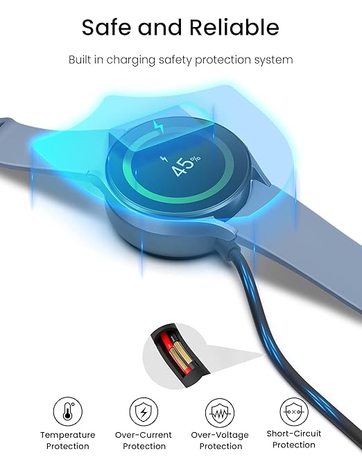 Sinoacc Charger for Samsung Galaxy Watch 7/6/6 Classic/5/5 Pro/4/4 Classic/3/Active 2/Active 1/Ultra/Fe Galaxy Watch Charger 3.3Ft USB Magnetic Wireless Charging Cable Cord