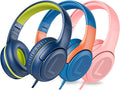 awatrue 3PCS Kids Headphones for School Travel, 85/94dB Safe Volume Limit, 3.5mm Jack, HD Mic, Portable Wired Headphone with Shareport, Stereo Sound On-Ear Headphones for Toddler Kids Girls Boys
