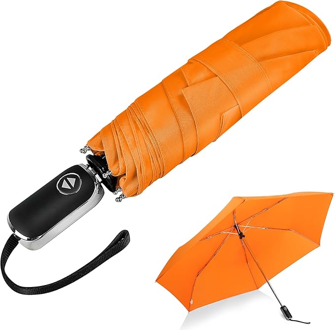 Compact Travel Umbrella for Purse - Flat Handle, Waterproof for Light Rain
