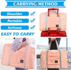 Foldable Travel Duffel Bag Tote Carry on Luggage Bag Spirit Airlines Personal item Sports Gym Bag Water Resistant Weekender Overnight Bags for Women and Men (Pink)