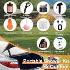 Portable Camping Shower, 7800mAh Rechargeable Outdoor Shower with Digital Display, High-Pressure Pump Bonus Toilet Sprayer, Tool-Free Installation for Hiking, Travel, Beach, Pet & Car Cleaning
