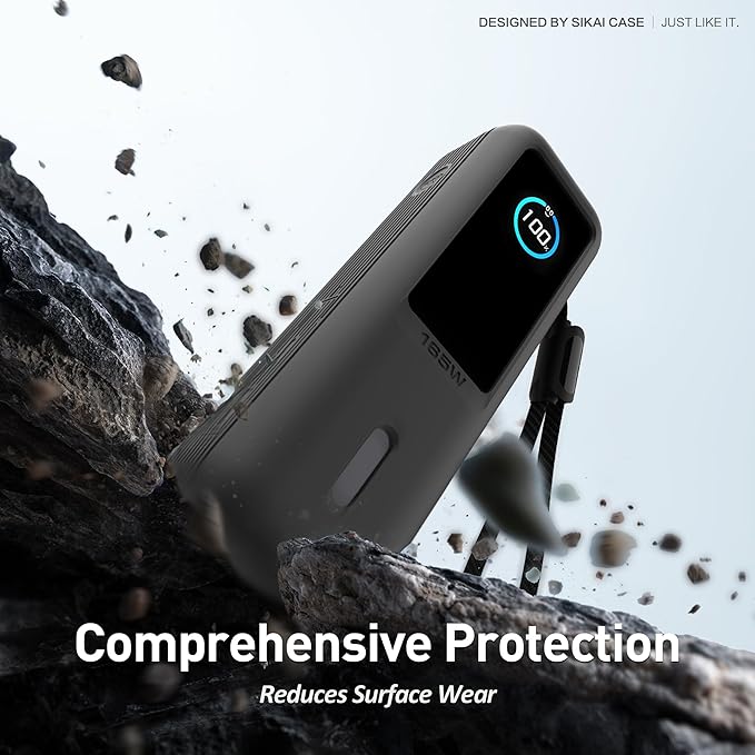 Silicone Case for Anker Laptop Power Bank (25,000mAh 165W) 1/4" Nut Hole,SD/SIM Card Storage, Display Protection&Dustproof, Travel Protective Cover Compatible with Anker Power Bank 165W/ A1695 (Black) | 25,000mAh, 165W, 1/4" Nut Hole, SD/SIM Card Stora...