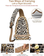Capolo Sling Bag for Women Men Waterproof Crossbody Bags for Women Trendy Casual Fanny Pack with Convertible Shoulder Strap Chest Bag for Travel Hiking(Leopard, Medium)