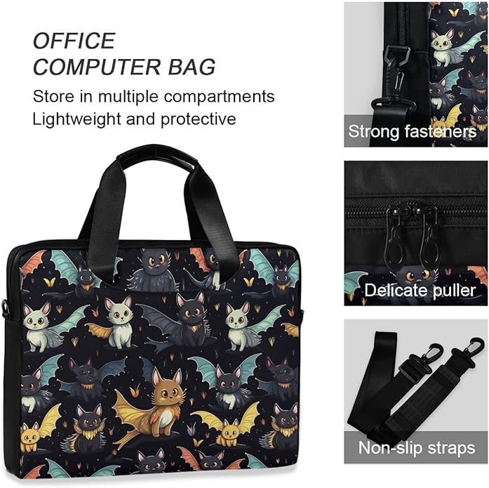MNSRUU Laptop Bag for 15.6 inch Black Gothic Bats