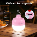 VAVOFO 20W LED Camping Lantern Rechargeable, 1200LM Camping Light, 3000mAh Portable Tent Light , IP65 Waterproof Flashlight Lanterns for Emergencies ,Power Outages,Hiking (Pink)