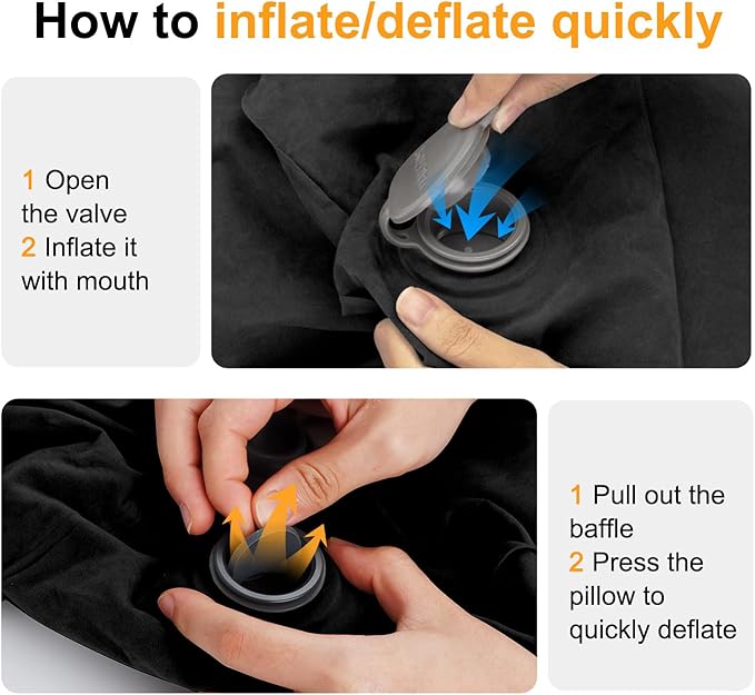Maliton Inflatable Travel Foot Rest Pillow, Kids Airplane Bed, Adjustable Height Leg Pillow for Air Travel, Make a Flat Bed for Toddlers, Great for Airplane, Train, Car, Small Size（Black, 1 Pack）