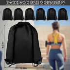 COIDEA 6Pcs Drawstring Backpacks, Medium, Black, Sports, Gym, Travel, Swimming, Beach