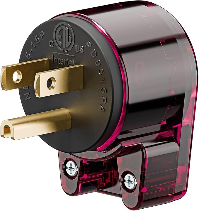 ETL Listed 90 Degree USA Canada Male Plug Nema 5-15P 3 Pole Angle DIY Plug, 15A 125V USA 3Pin Right Angle, Nema 5-15P Angled Rewireable,Red color