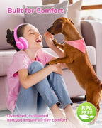 iClever BTH26 Active Noise Cancelling Headphones for Kids, 60H Play Time, Safe Volume 80dBA, Type C Fast Charging, Bluetooth5.4, Kids Bluetooth Headphones with Mic AUX Cord for iPad Airplane, Pink