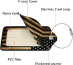 GACCAP 2 Pack Luggage Tags for Suitcase, Privacy Cover ID Label with Stainless Steel and Address Card for Travel Bag Backpack Cruise Ship Essentials Tag Women Men - Wood American Flag