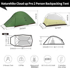 Naturehike Cloud-Up Tent Lightweight Backpacking Tent with Footprint - Free Standing Ultralight Camping Hiking Backpack Tents