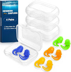 Waterproof Ear Plugs for Swimming Kids - 4 Pairs Reusable Silicone Swimming Ear Plugs for Children Ages 4-14, Keep Ear Water Out, Surfing, Bathing, Water Sports