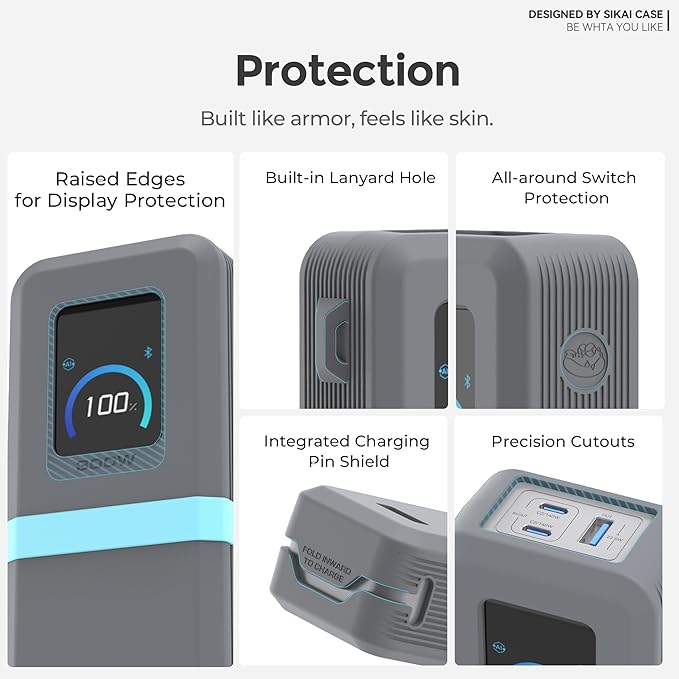 Silicone Case for Anker Prime Power Bank (26,250mAh 300W) Travel Protective Cover with Lanyard Hole, Compact | Tactile Grip | Impact Protection for Anker Power Bank (300W/A110A), Case Only (Gray)