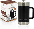1.6L French Press Coffee Maker, 54oz Large Capacity French Press Stainless Steel Brewer with Double Filter Mesh for Kitchen Travel Camping, Hot & Cold Brew Coffee Maker Gifts (Black)