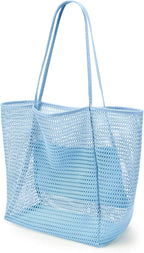KALIDI Beach Nylon Mesh Tote Bag, Casual Tote Bag Hobo Women Foldable MAX 23L Shoulder Bag For Beach Picnic Vacation