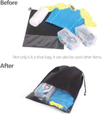 8 PCS Shoe Bags for Travel Non-Woven Large Shoes Pouch Storage Organizer with Rope for Men and Women Black