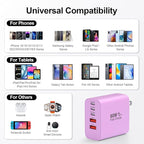 USB C Charger Block, 60W 5-Port Type C Charger Fast Charging Block, USBC USB Multiple Port Wall Charger Plug Adapter for iPhone 17/Air/16/15/14/13/12/11 Pro Max, Samsung Galaxy, iPad, Tablet (Purple)