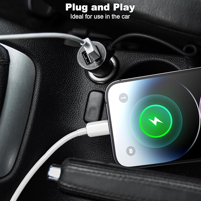 Car Apple Carplay Cable, 3FT Car Charger Cord, USB A to Lightning Cable Compatible for iPhone 14 13 12 11 Pro Max XR XS X 8 7 6 Plus SE iPad Charging Cord