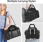 Premium Leather Top Expandable Pet Carrier for Small Dogs & Cats Under 15 lbs, Airline Approved Collapsible Soft-Sided Luxury Travel Bag Black