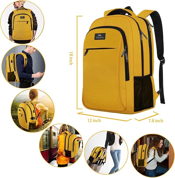 MATEIN Travel Laptop Backpack, Sturdy Anti Theft College School Backpack for Girls Boys, Water Resistant 15.6 Inch Computer Daypack Student BookBag Gift for Women and Men