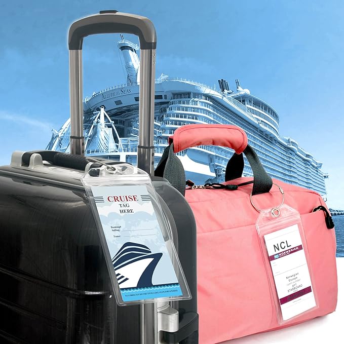 Cruise Ship Essentials for Carnival, Princess, NCL, MSC by JOLLYANTS, Cruise Luggage Tag Holders, Cruise Must Haves Waterproof & Reusable