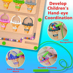 MTYOKILN Magnetic Color & Number Maze - Montessori Wooden Color Matching Learning Counting Puzzle Board - Toddler Fine Motor Skills Toys for Boys Girls 2 3 4 Years Old