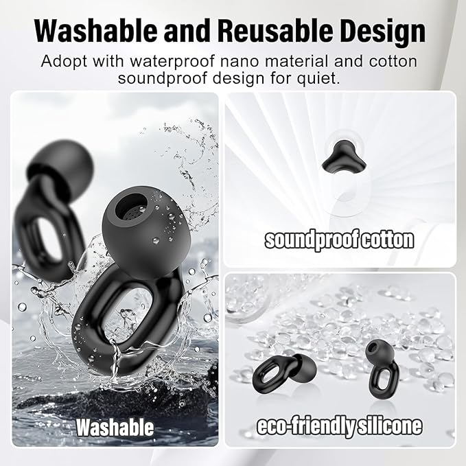 Ear Plugs for Sleeping 35dB Noise Cancelling Silicone Earplugs Single and Double Layer Tips for Side Sleepers Reusable Travel Work Study