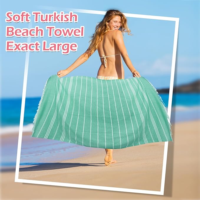 YSYJ 12 Pack Turkish Beach Towel Oversized Beach Towels 36"x71"Turkish Towel Soft Sand Free Quick Dry Lightweight Beach Towel Bath Towels Teal