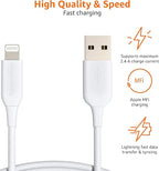 Amazon Basics 2-Pack Apple MFi Certified USB-A to Lightning Cable, High Speed Data Sync, Charger for iPhone 14 13 12 11 X Xs Pro, Pro Max, Plus, iPad, 3 Foot, White